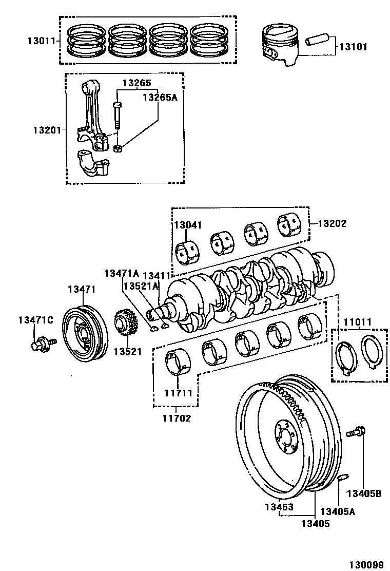 Toyota HILUX Crankshaft & Piston EPC diagram — 130099