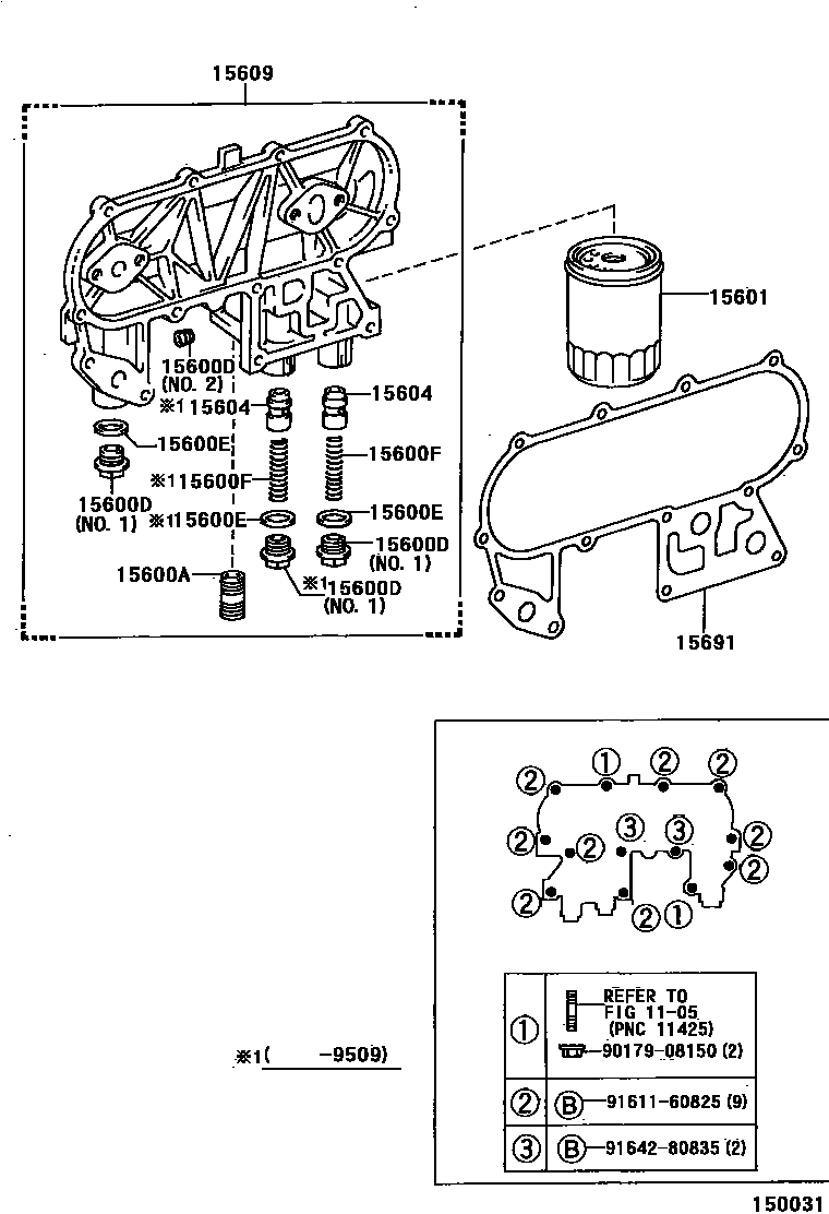 Toyota HILUX Oil Filter EPC diagram — 150031