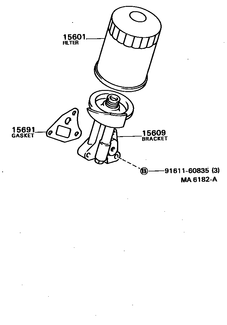 Toyota HILUX Oil Filter EPC diagram — MA6182A