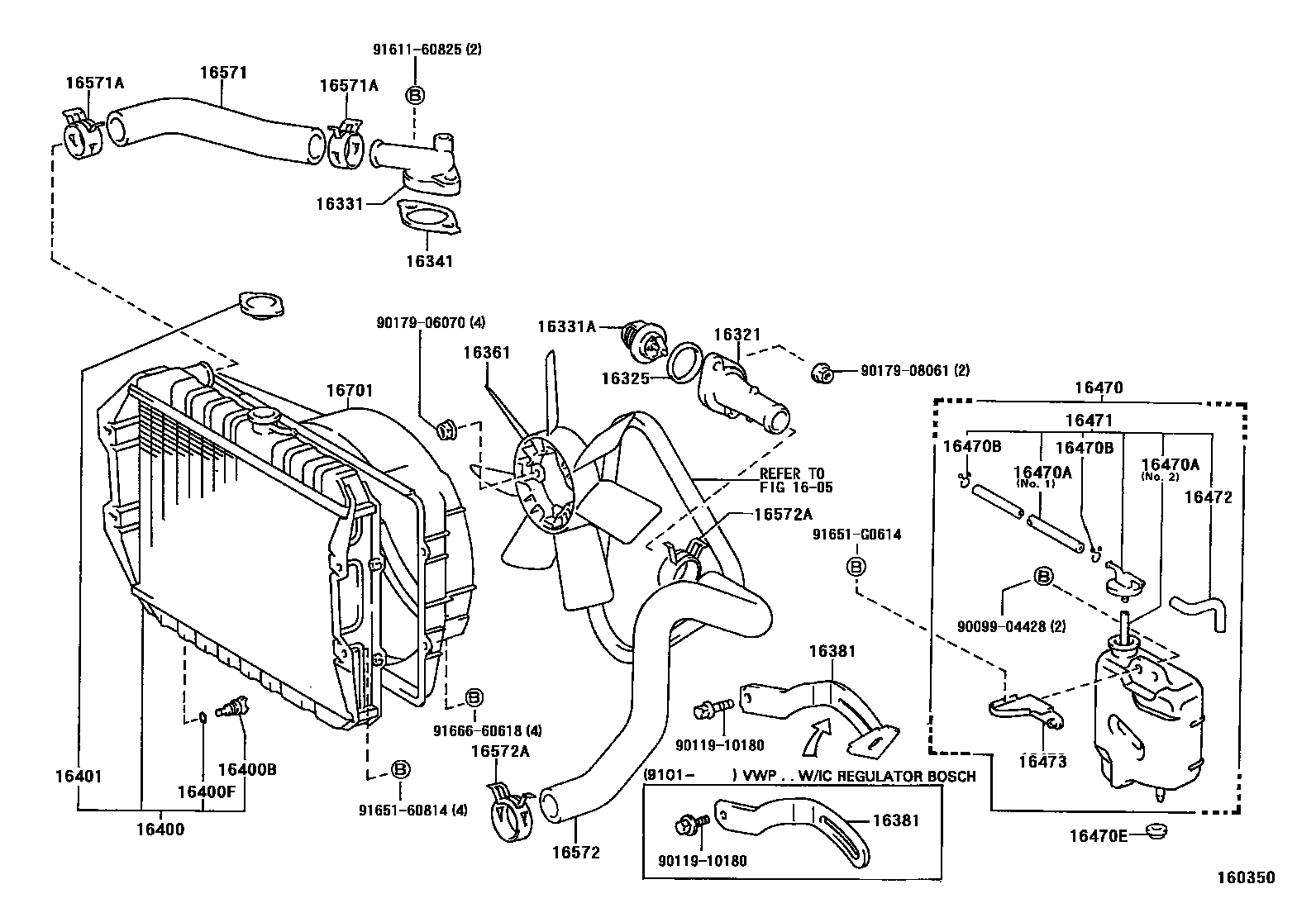 Toyota HILUX RADIATOR & WATER OUTLET EPC diagram — 160350
