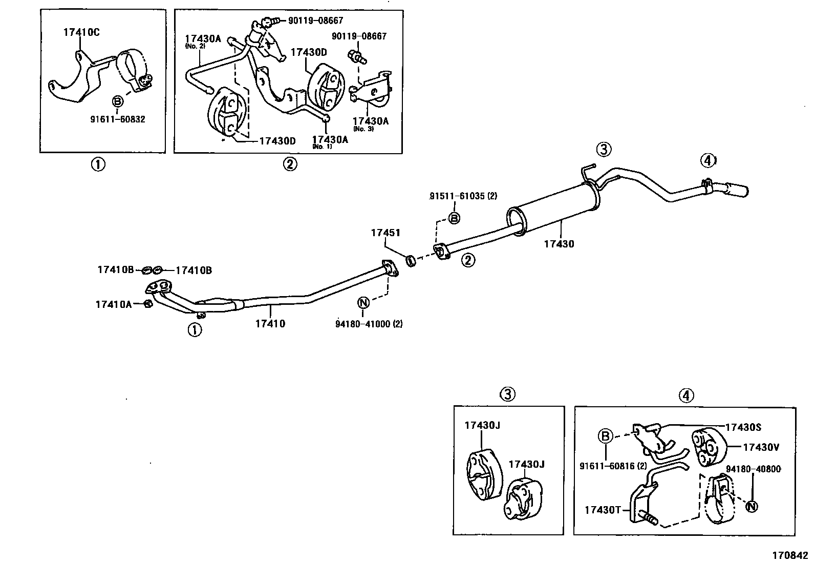 Toyota HILUX Exhaust Pipe EPC diagram — 170842