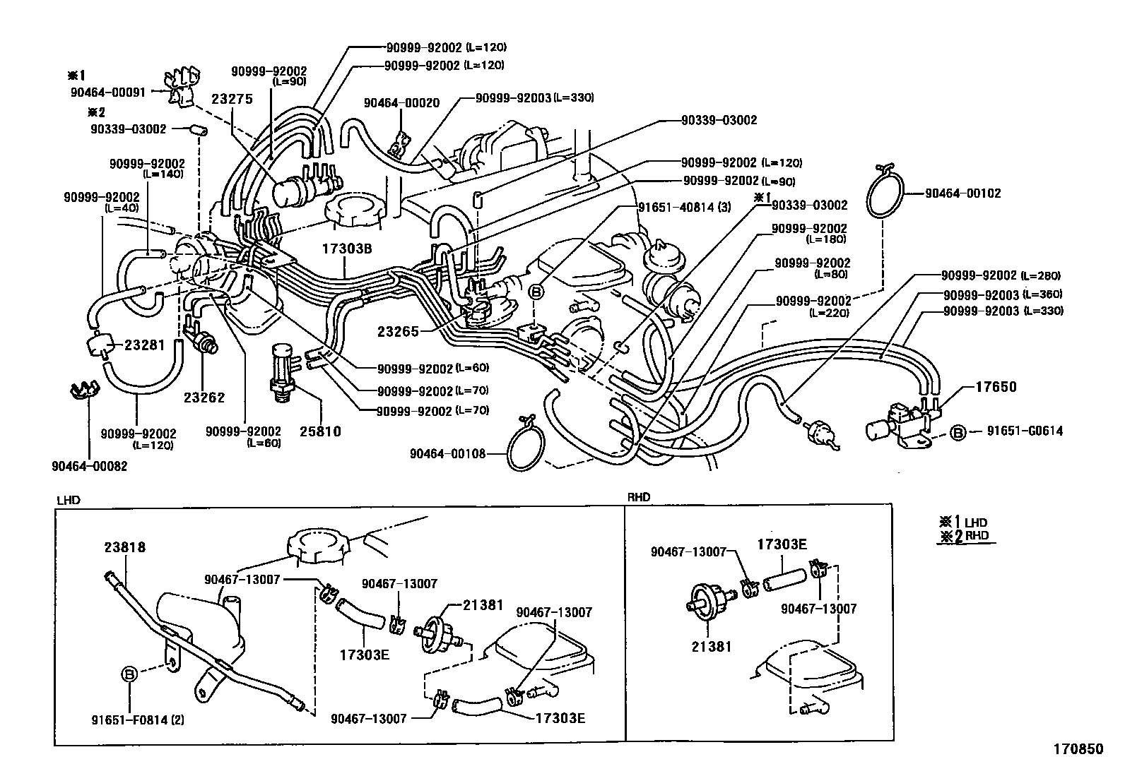 Toyota HILUX vacuum tube EPC diagram — 170850
