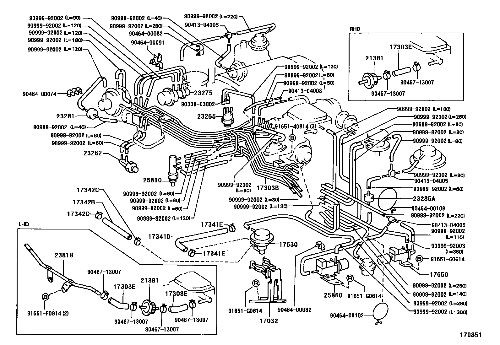 Toyota HILUX vacuum tube EPC diagram — 170851