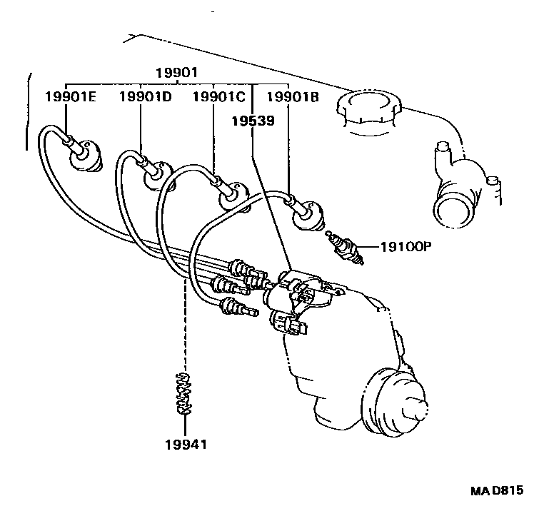 Toyota HILUX 点火线圈和火花塞 EPC diagram — MAD815
