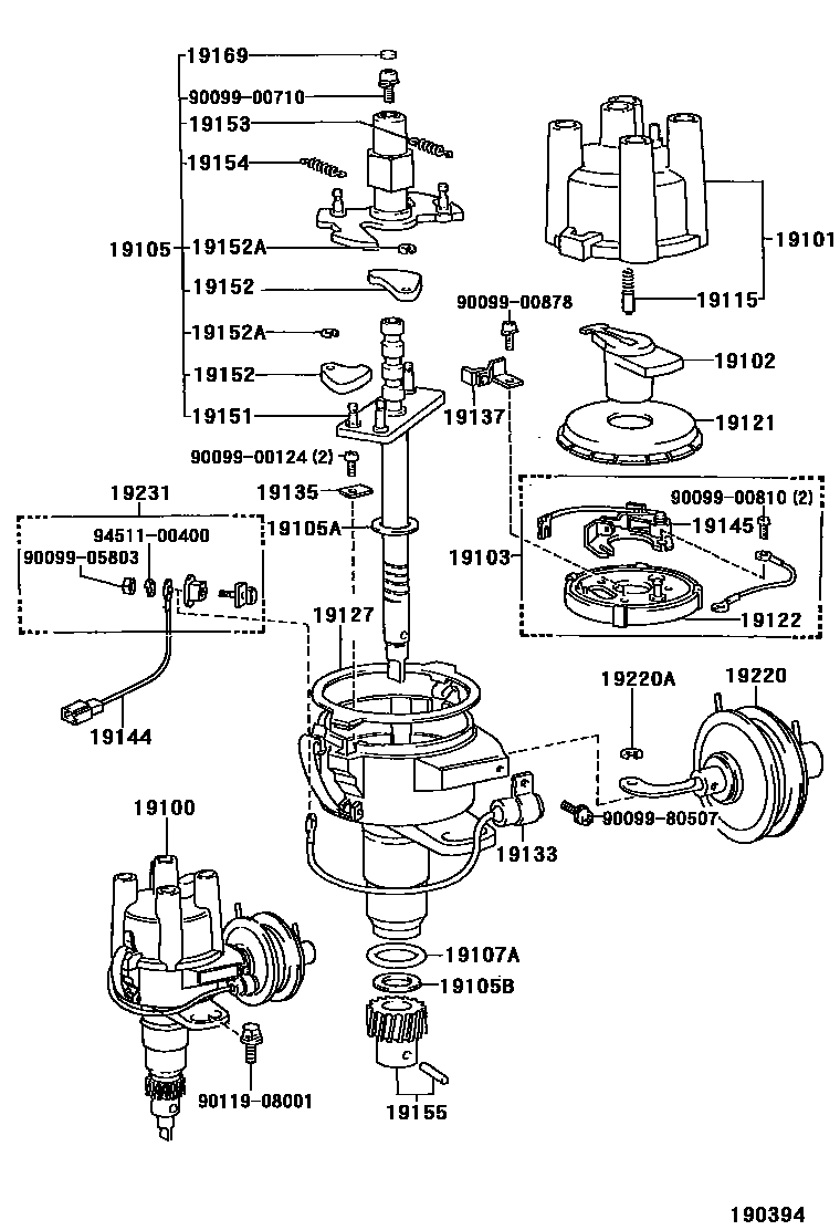 Toyota HILUX 分电器 EPC diagram — 190394