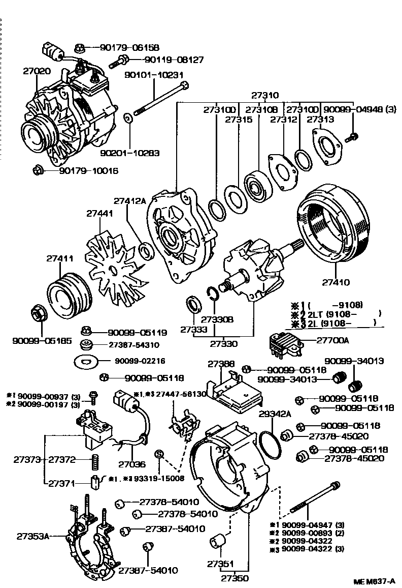 Toyota HILUX Alternator EPC diagram — MEM637A