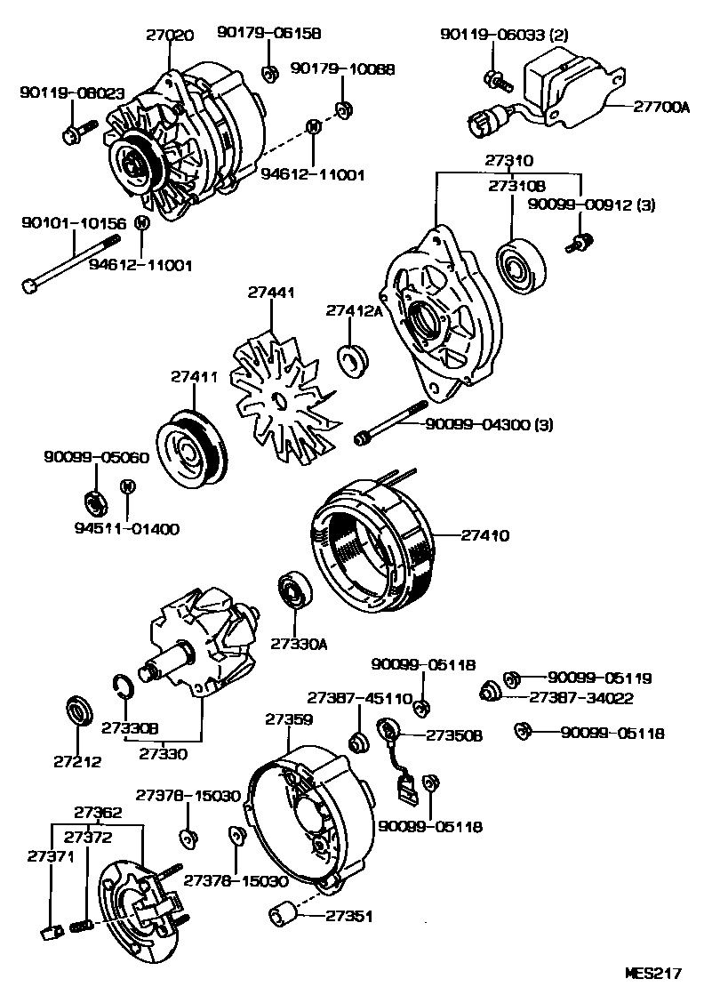 Toyota HILUX Alternator EPC diagram — MES217