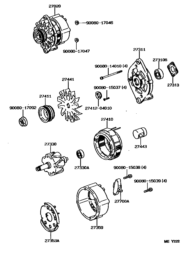 Toyota HILUX Alternator EPC diagram — MEY222