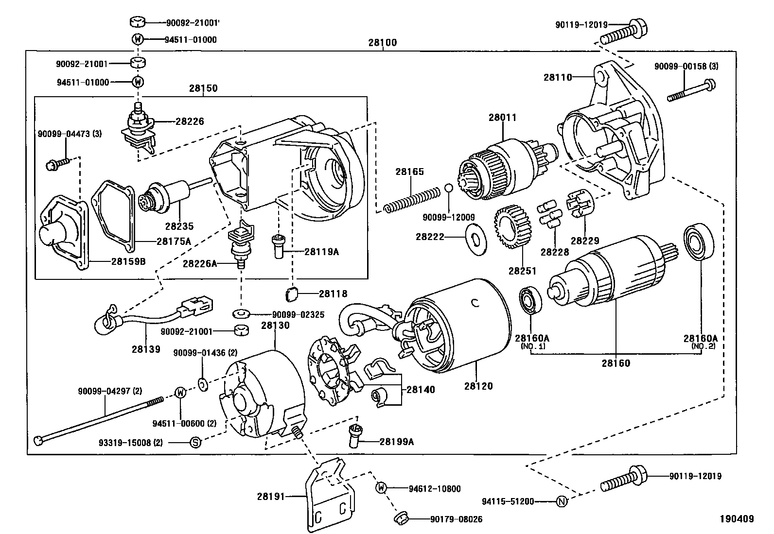 Toyota HILUX 起动机 EPC diagram — 190409