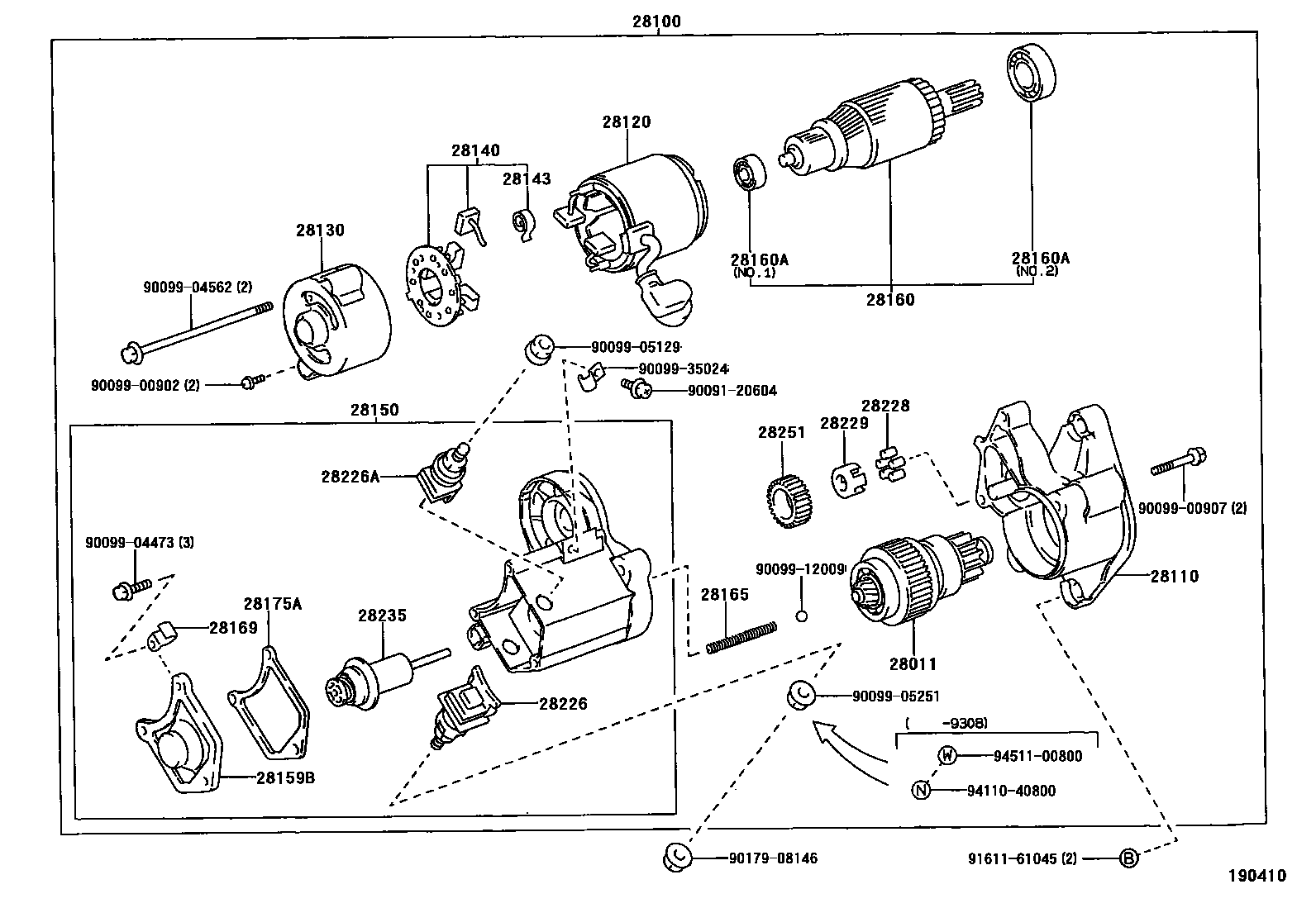 Toyota HILUX 起动机 EPC diagram — 190410