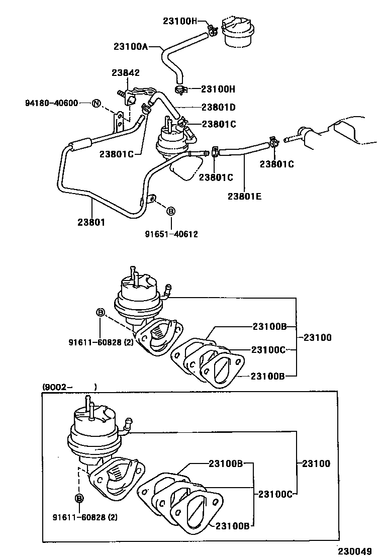 Toyota HILUX 燃油泵和燃油管 EPC diagram — 230049