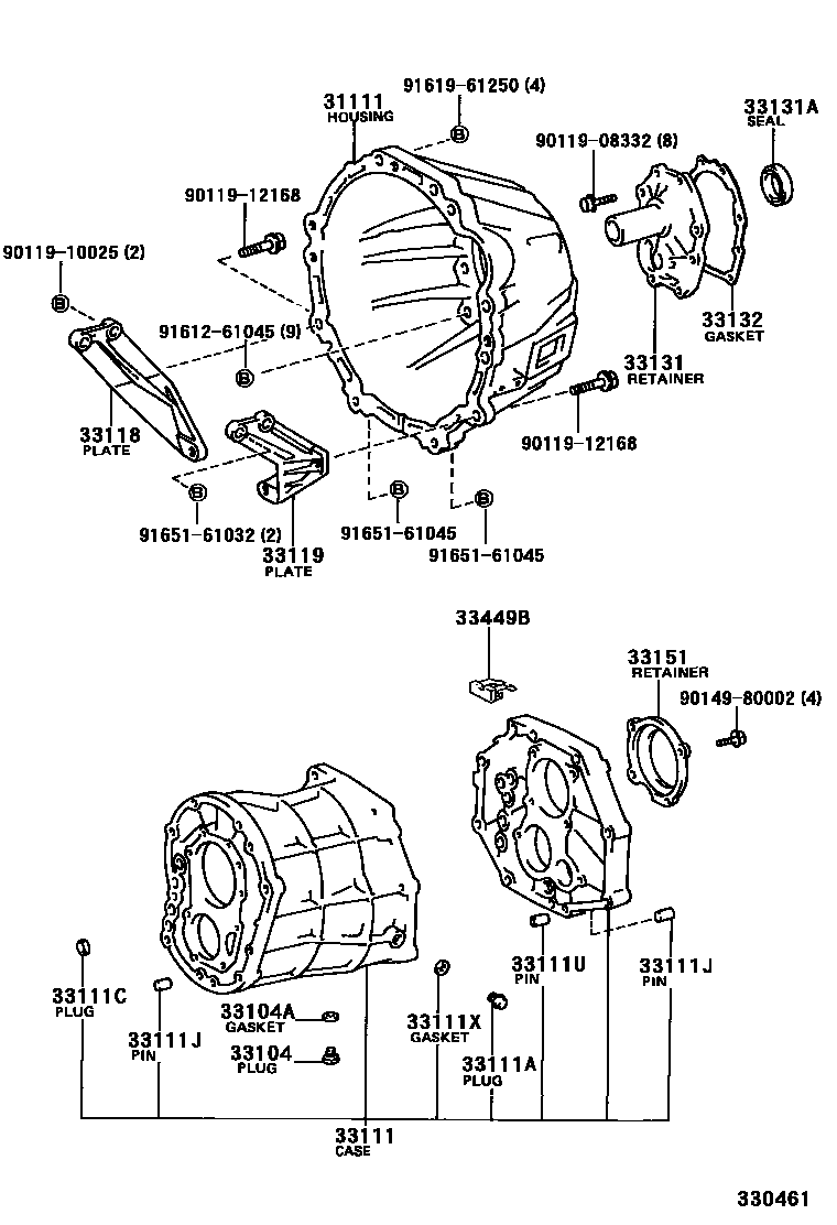 Toyota HILUX 离合器壳和变速器壳(MTM) EPC diagram — 330461