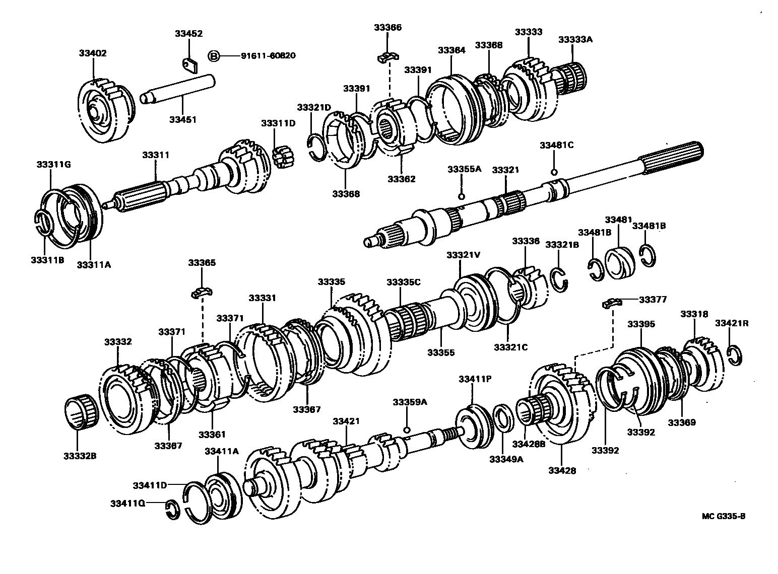 Toyota HILUX 变速器齿轮(MTM) EPC diagram — MCG335B