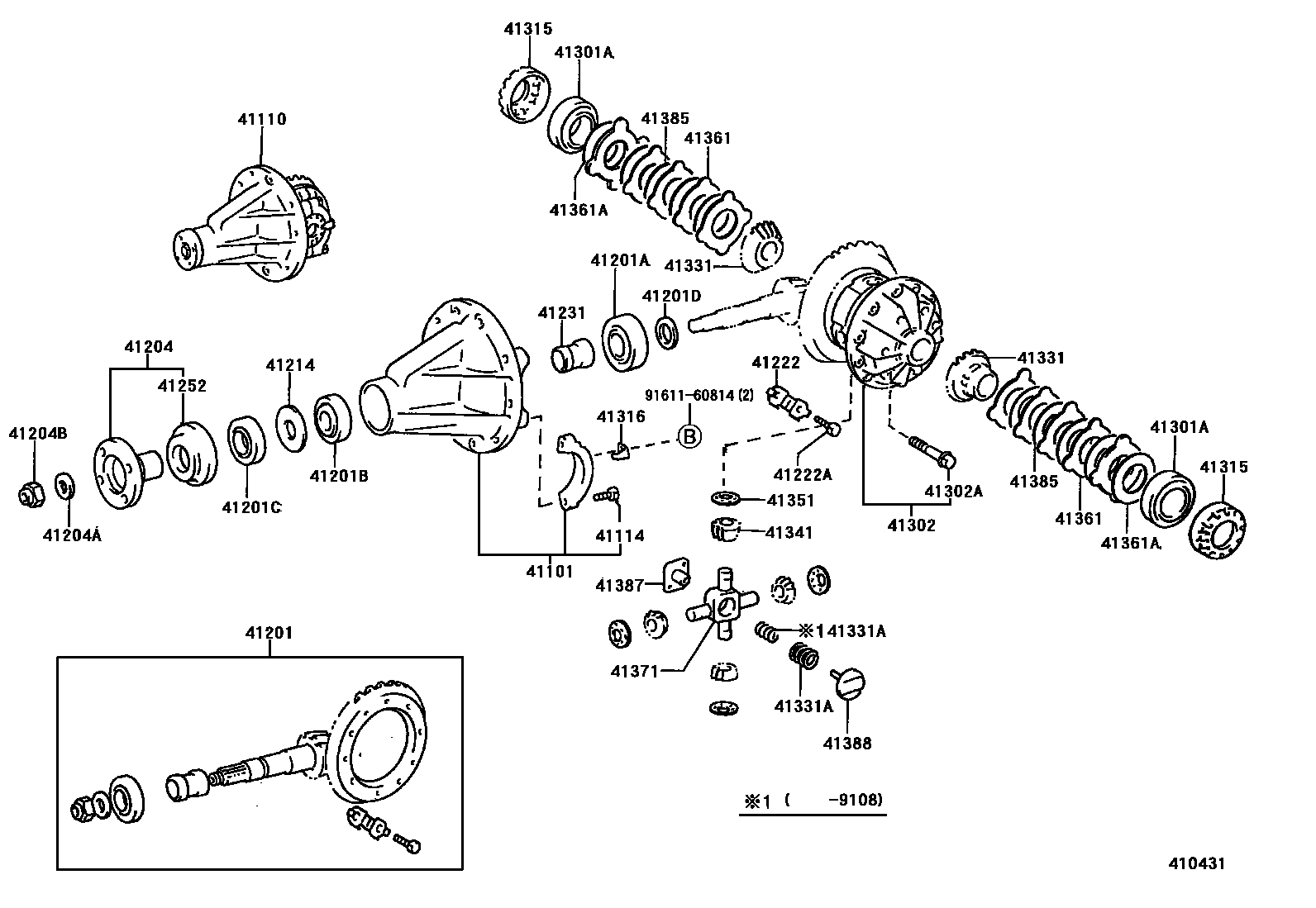 Toyota HILUX 后桥壳和差速器 EPC diagram — 410431