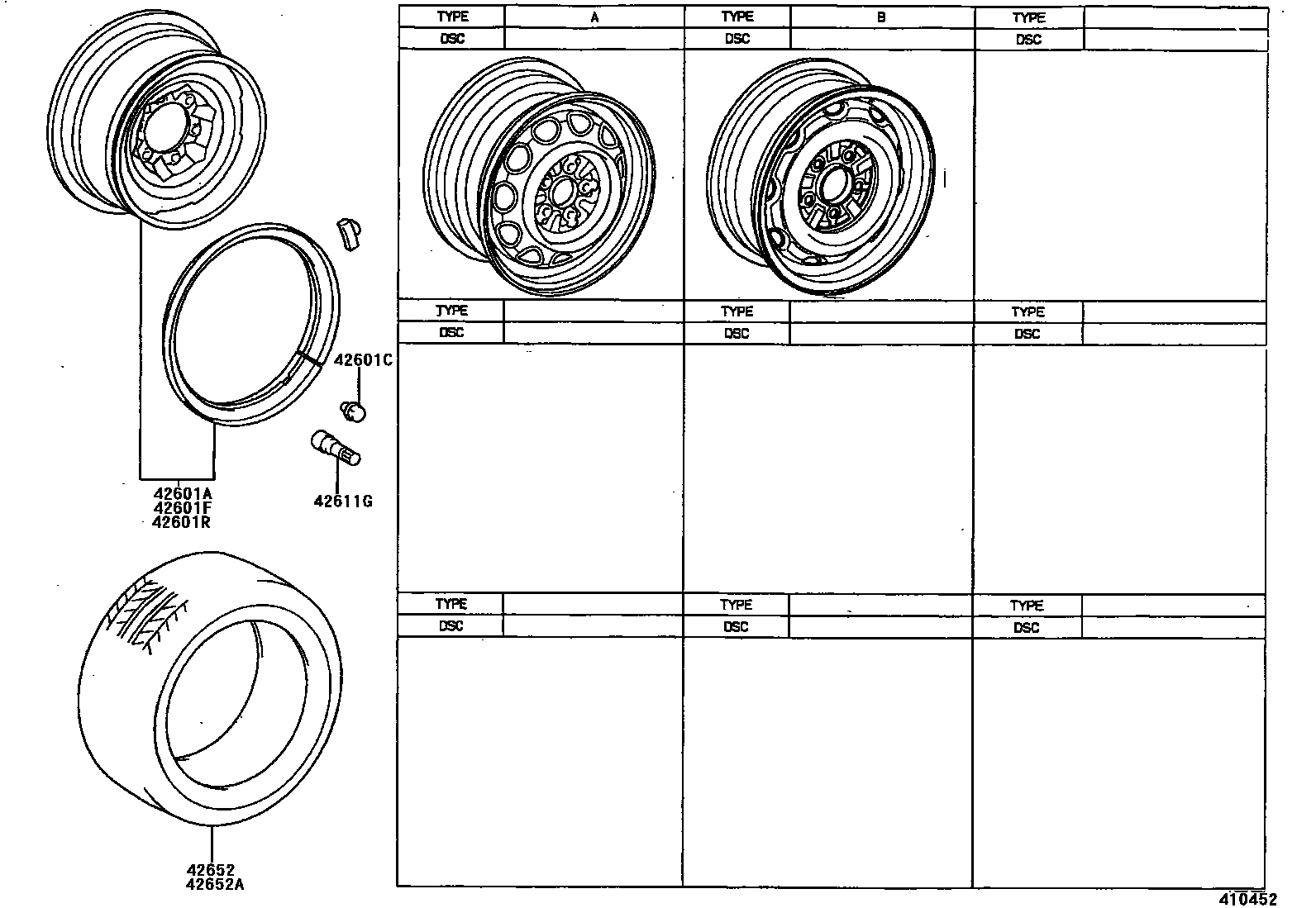 Toyota HILUX 车轮和车轮盖 EPC diagram — 410452