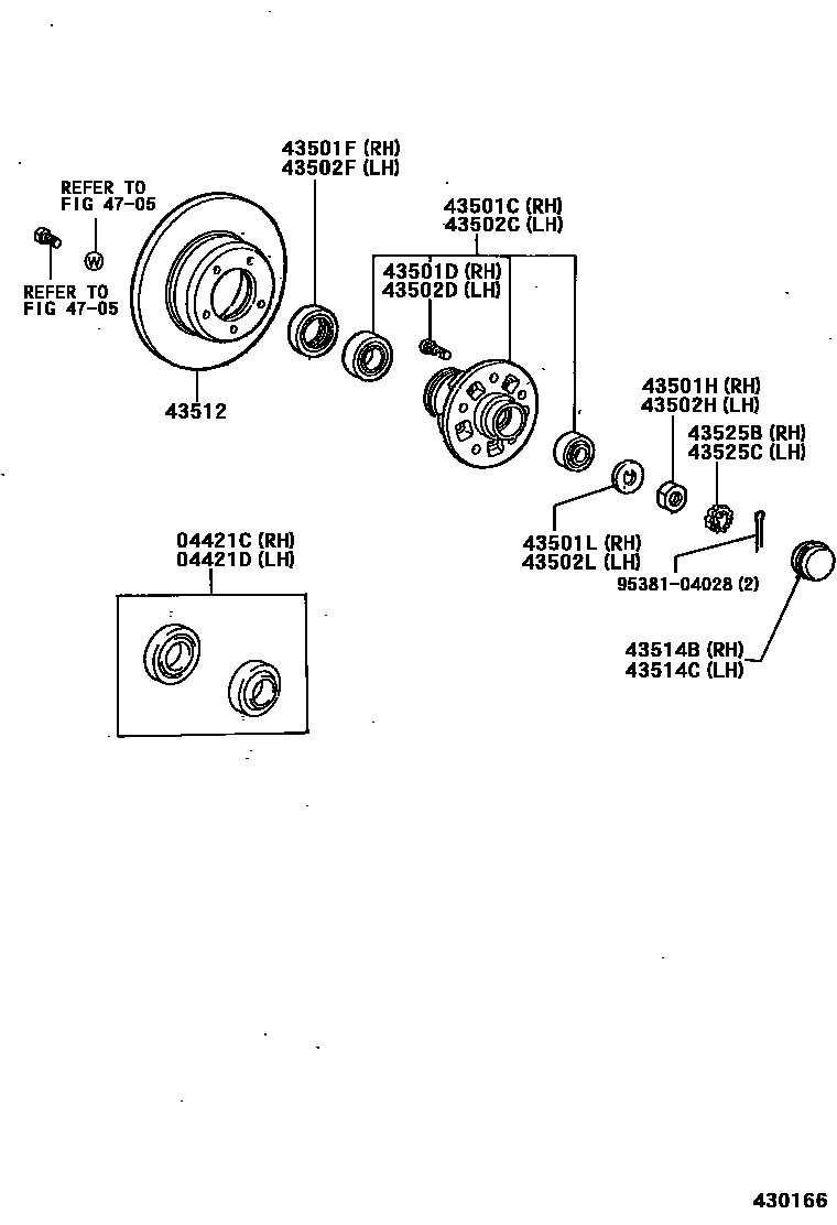 Toyota HILUX Front Axle Hub EPC diagram — 430166