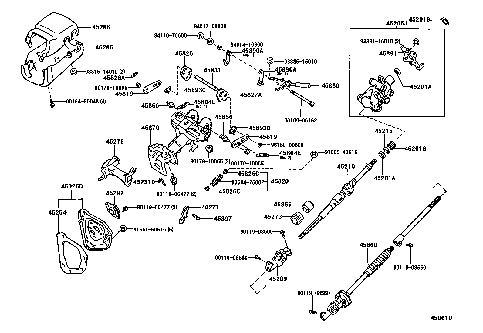 Toyota HILUX Steering Column & Shaft EPC diagram — 450610