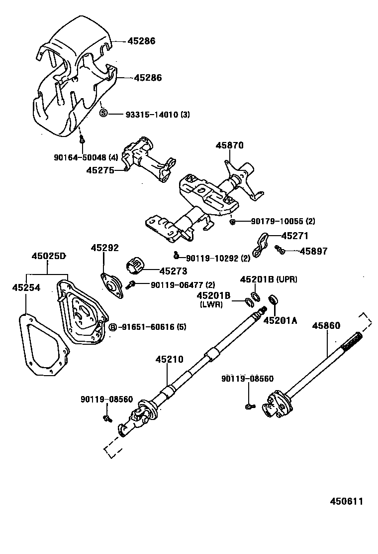 Toyota HILUX Steering Column & Shaft EPC diagram — 450611