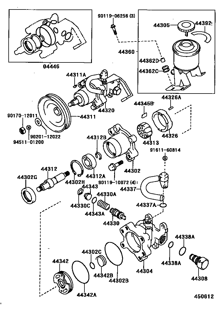 Toyota HILUX 叶片泵和储油罐(动力转向) EPC diagram — 450612