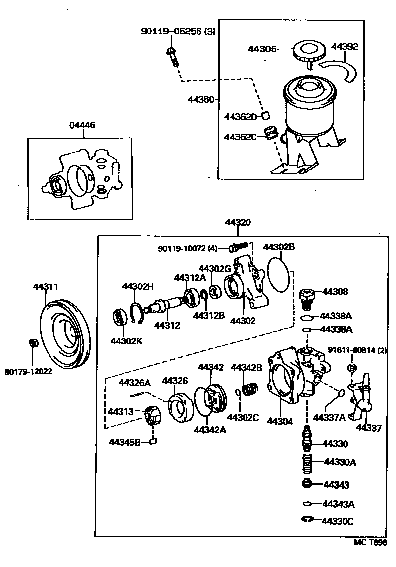 Toyota HILUX 叶片泵和储油罐(动力转向) EPC diagram — MCT898