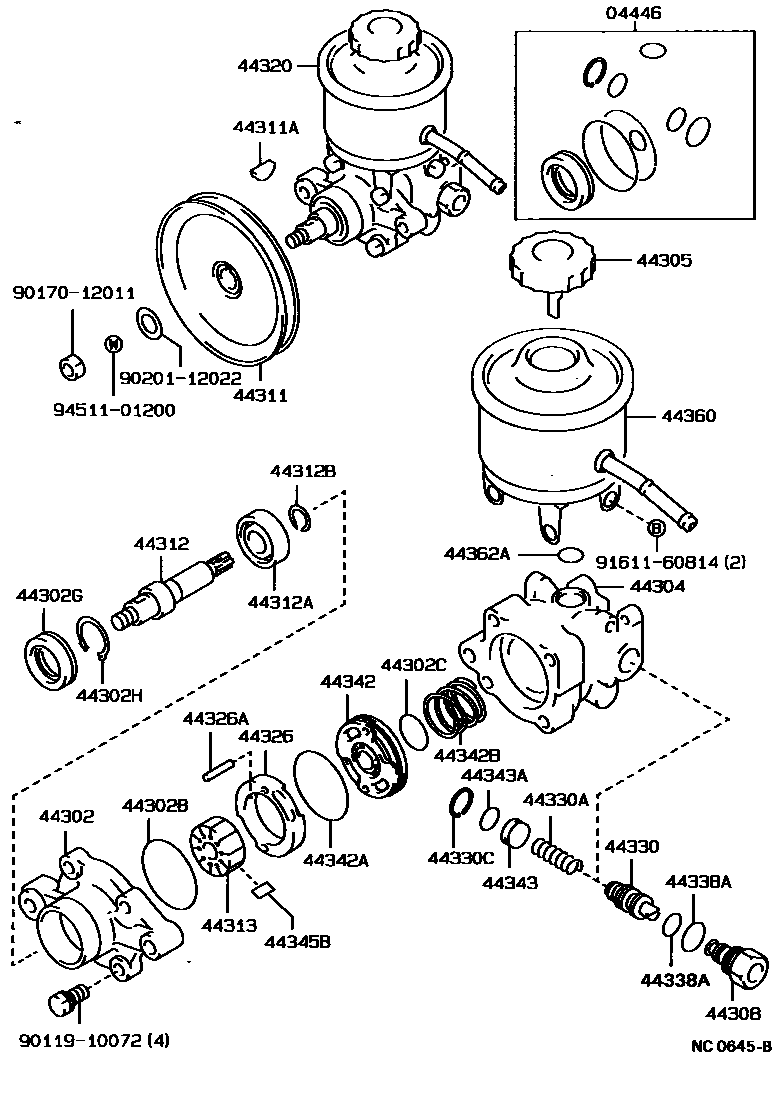 Toyota HILUX 叶片泵和储油罐(动力转向) EPC diagram — NC0645B