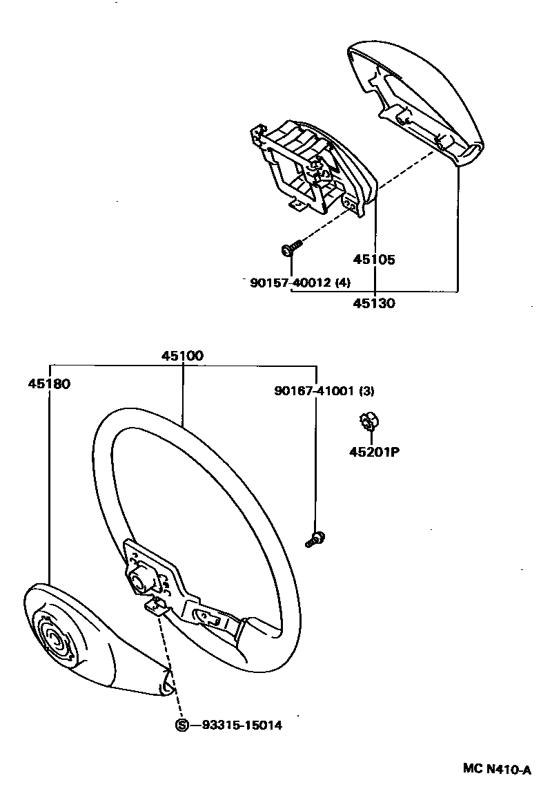 Toyota HILUX Steering Wheel EPC diagram — MCN410A