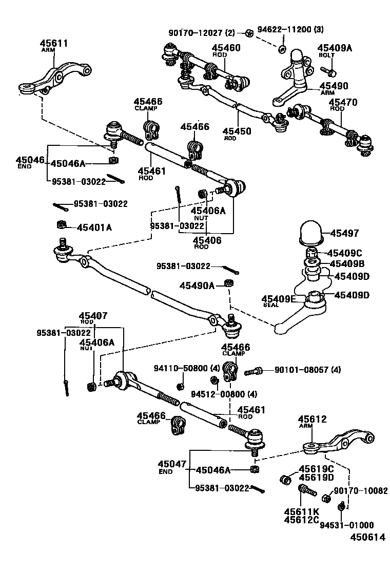 Toyota HILUX 前转向齿轮和连杆 EPC diagram — 450614