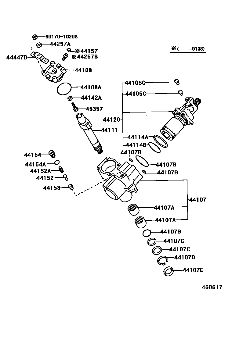 Toyota HILUX 前转向齿轮和连杆 EPC diagram — 450617