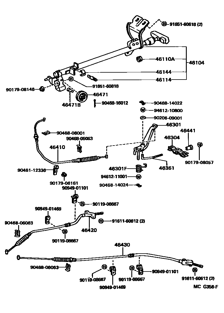 Toyota HILUX Parking Brake & Cable EPC diagram — MCG356F