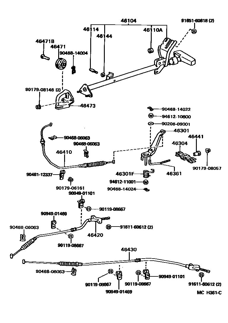 Toyota HILUX Parking Brake & Cable EPC diagram — MCH361C
