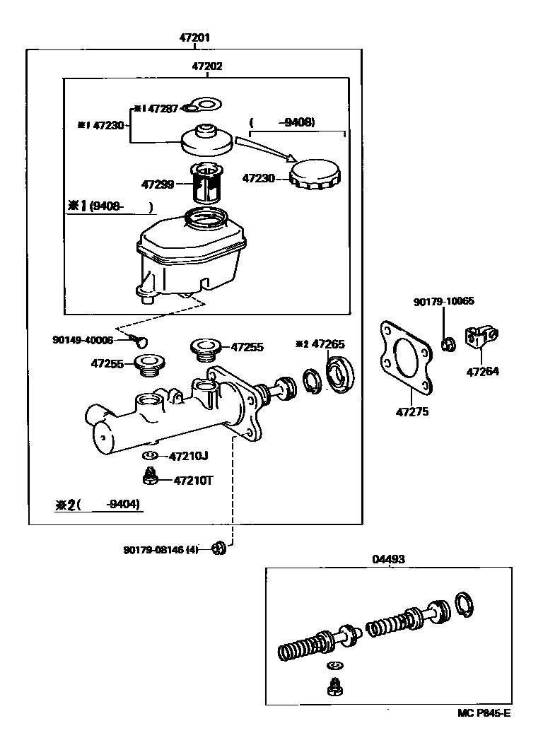 Toyota HILUX 制动总泵 EPC diagram — MCP845E