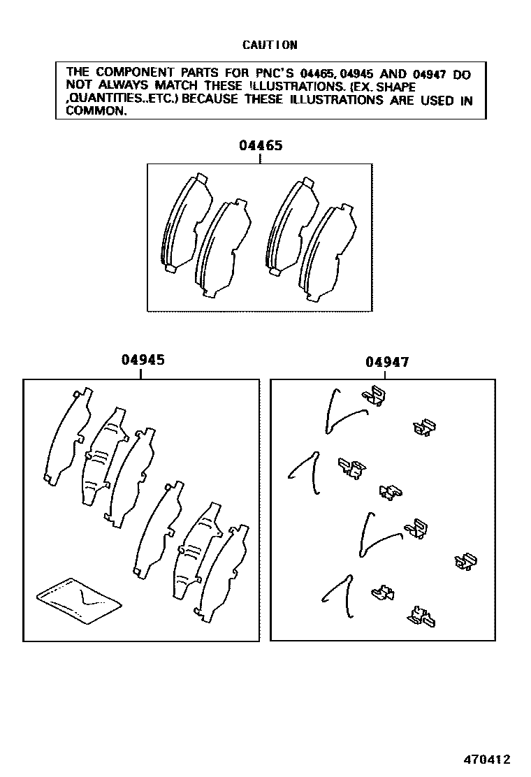 Toyota HILUX 前盘式制动器卡钳和防尘罩 EPC diagram — 470412