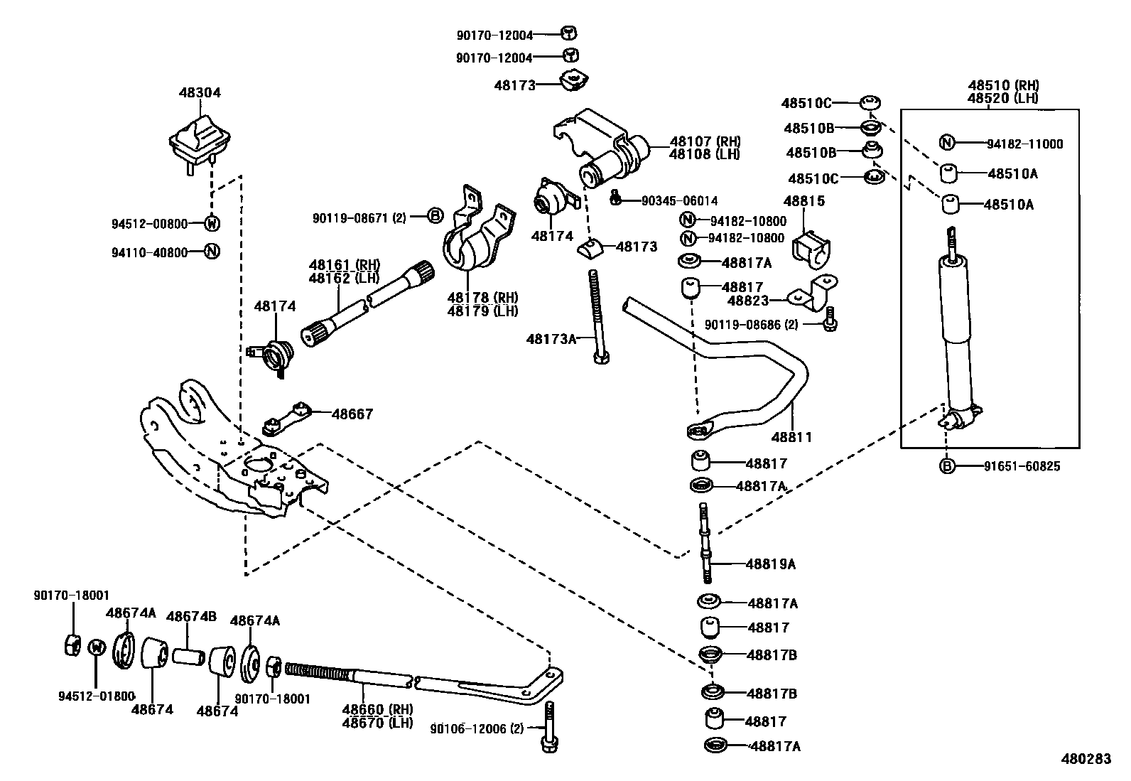 Toyota HILUX Front Spring & Shock Absorber EPC diagram — 480283