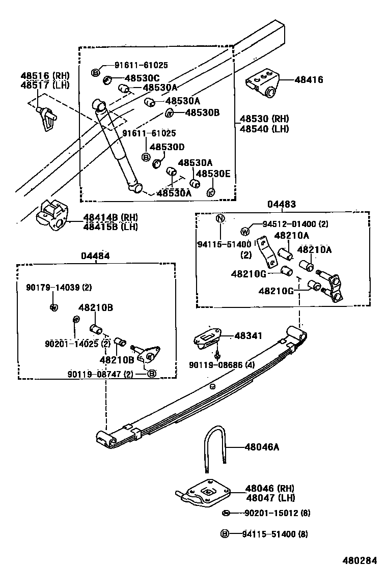 Toyota HILUX Rear Spring & Shock Absorber EPC diagram — 480284