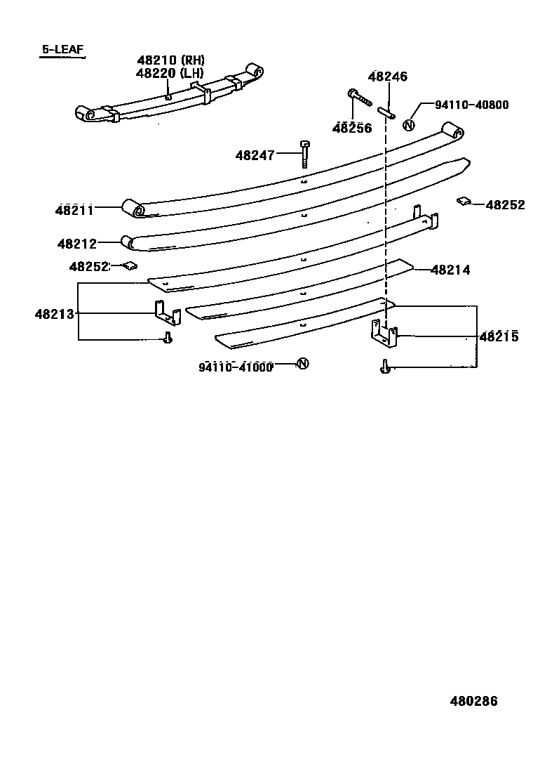 Toyota HILUX Rear Spring & Shock Absorber EPC diagram — 480286