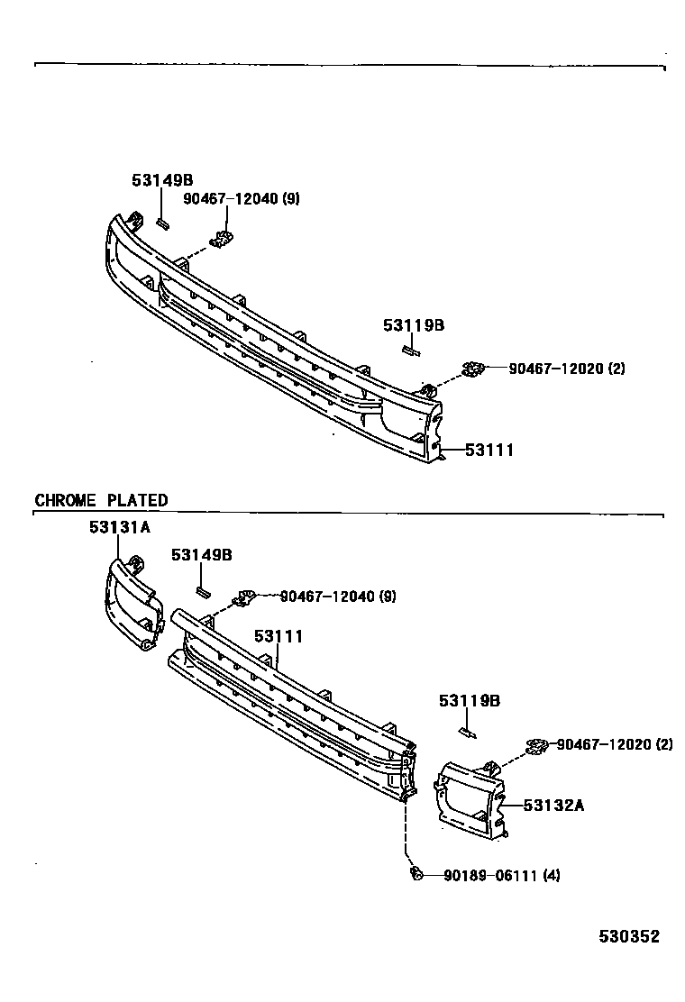 Toyota HILUX radiator grille EPC diagram — 530352