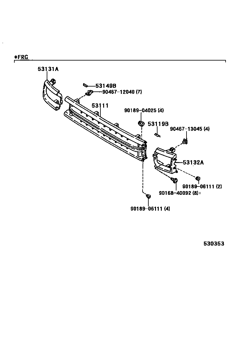 Toyota HILUX radiator grille EPC diagram — 530353