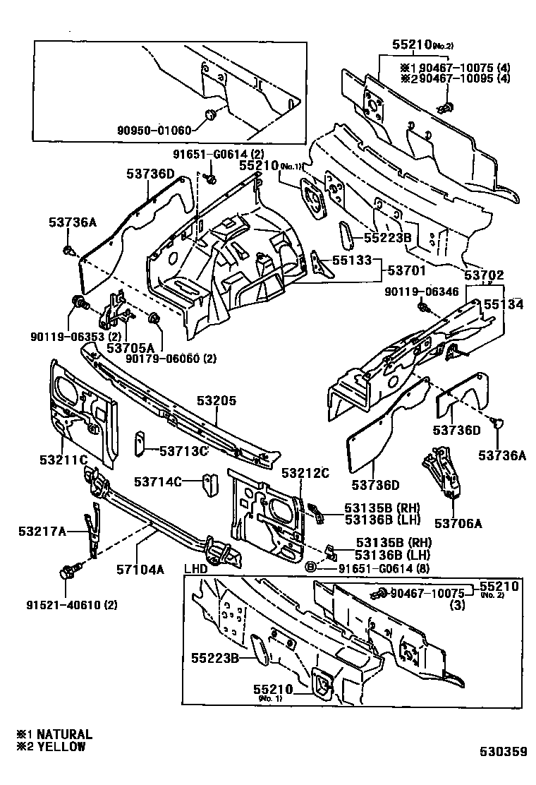 Toyota HILUX 前翼子板挡泥板和前围板 EPC diagram — 530359