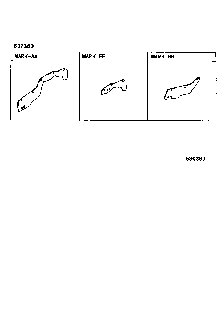 Toyota HILUX 前翼子板挡泥板和前围板 EPC diagram — 530360