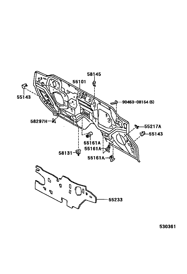 Toyota HILUX 前翼子板挡泥板和前围板 EPC diagram — 530361