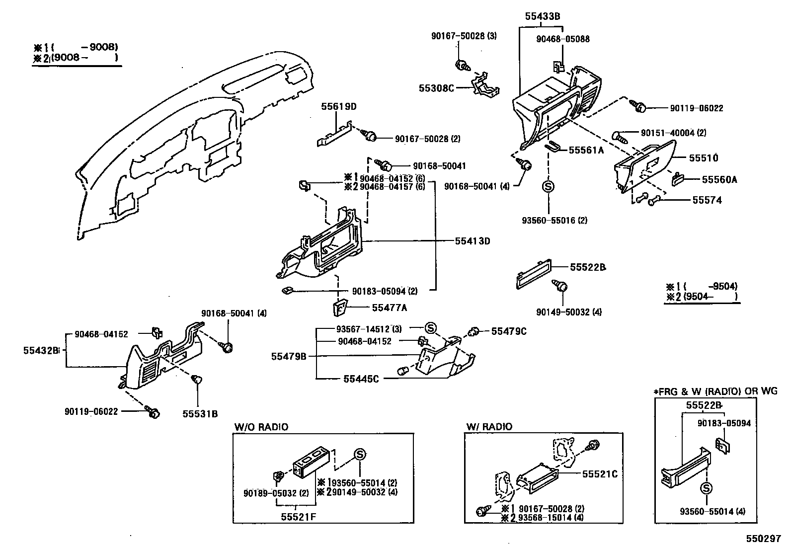 Toyota HILUX 仪表板和手套箱 EPC diagram — 550297