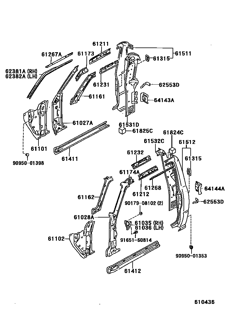 Toyota HILUX 侧梁 EPC diagram — 610436