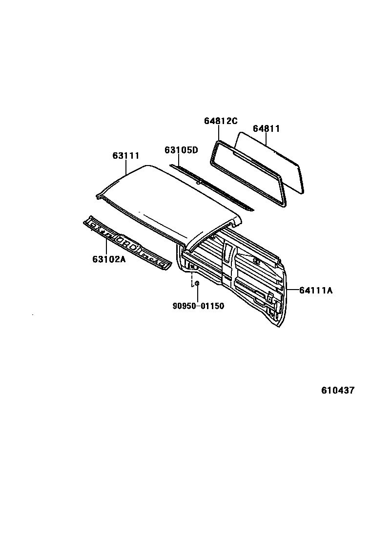 Toyota HILUX 天窗板和背板 EPC diagram — 610437