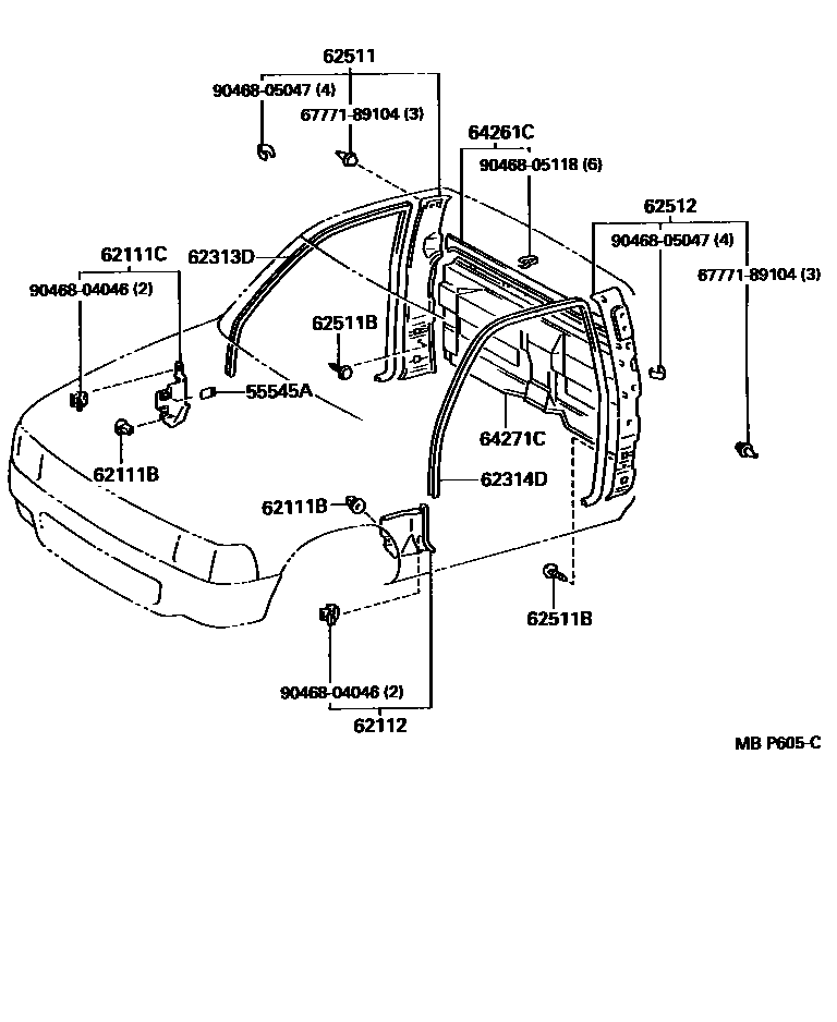 Toyota HILUX 车内装饰板 EPC diagram — MBP605C