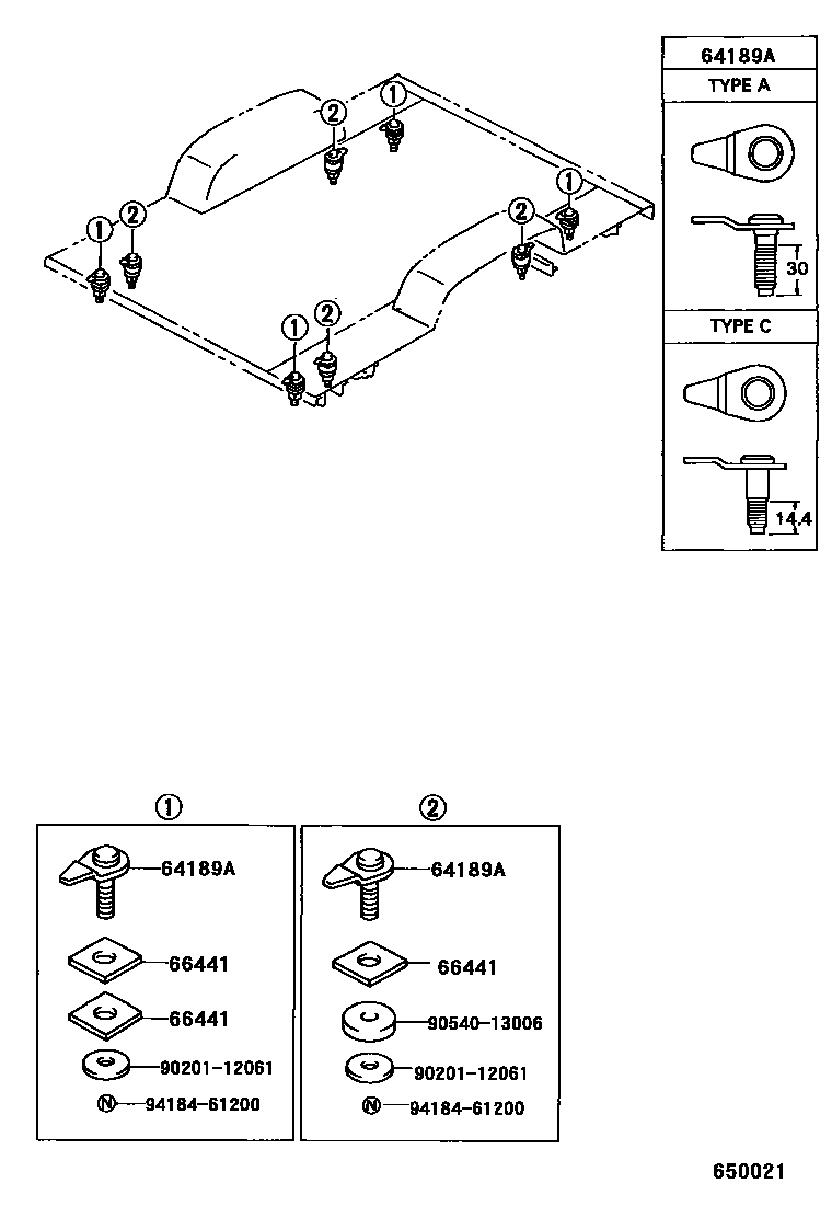 Toyota HILUX 后车身悬置 EPC diagram — 650021