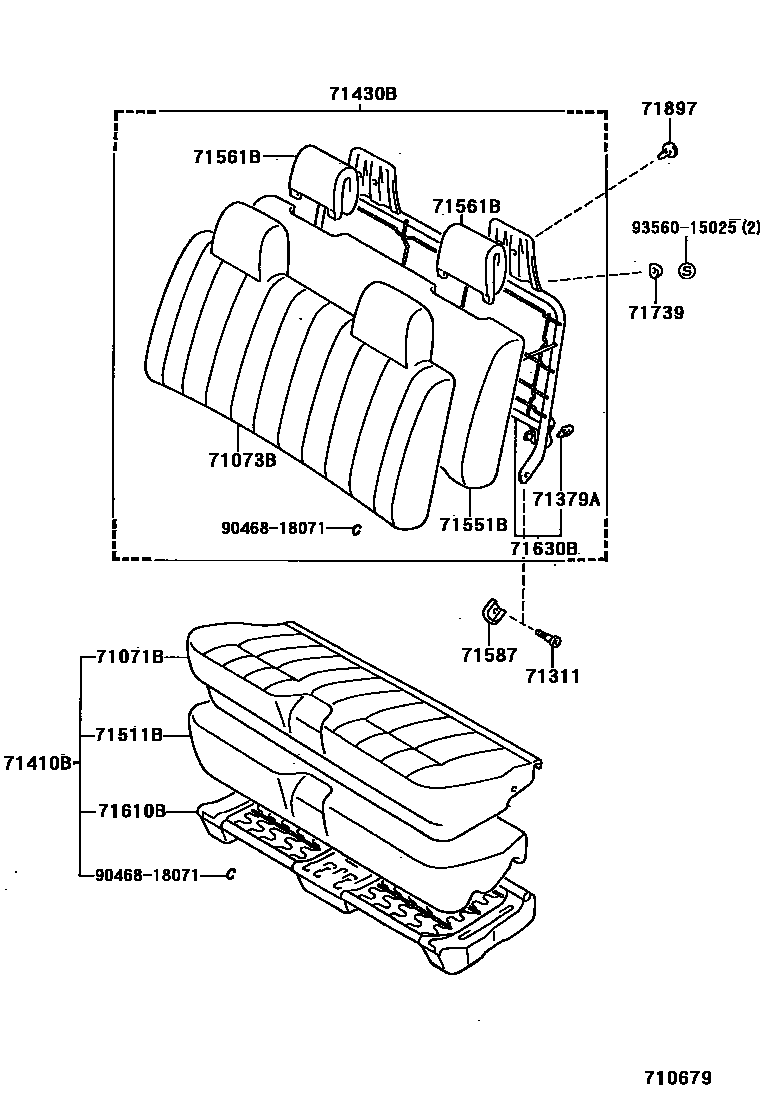 Toyota HILUX 座椅和座椅滑轨 EPC diagram — 710679