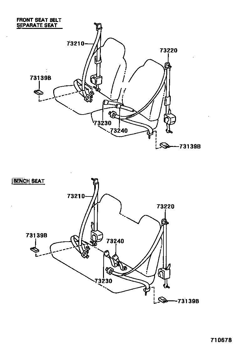 Toyota HILUX seat belt EPC diagram — 710678