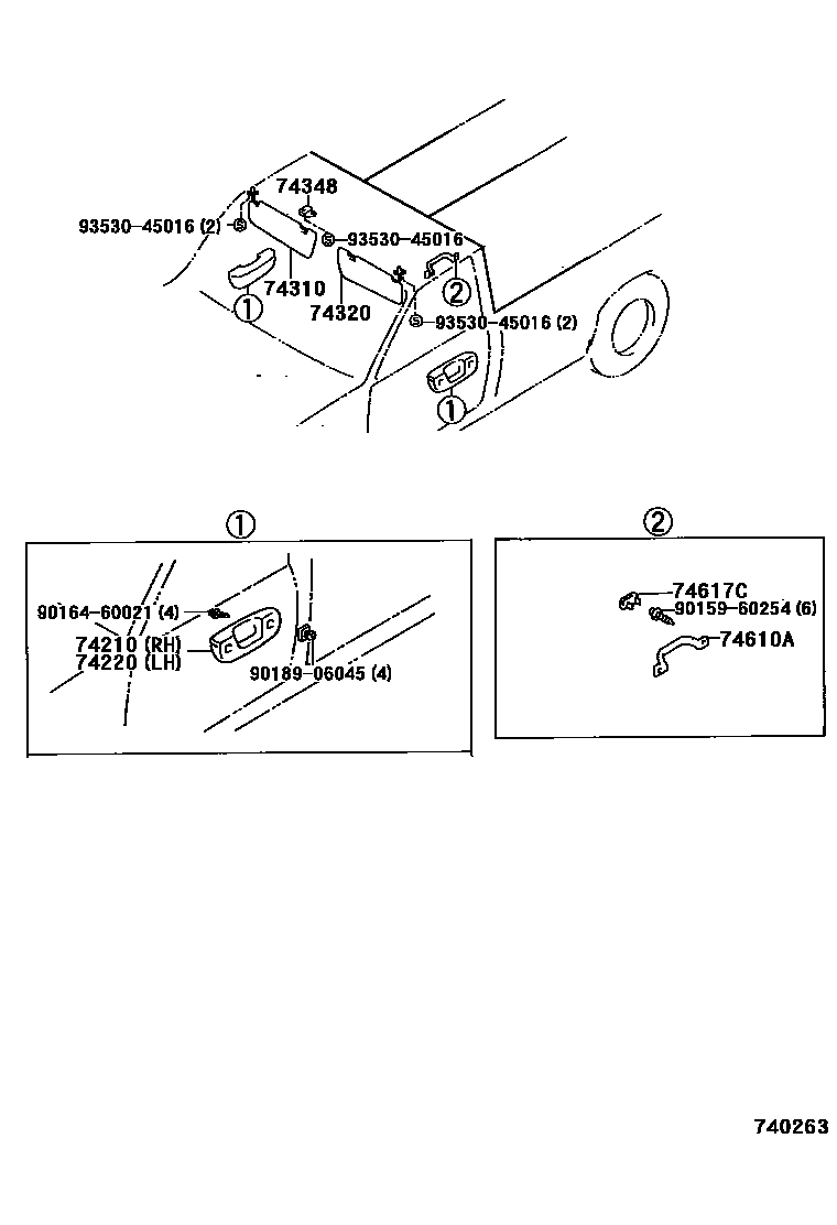 Toyota HILUX 扶手和遮阳板 EPC diagram — 740263