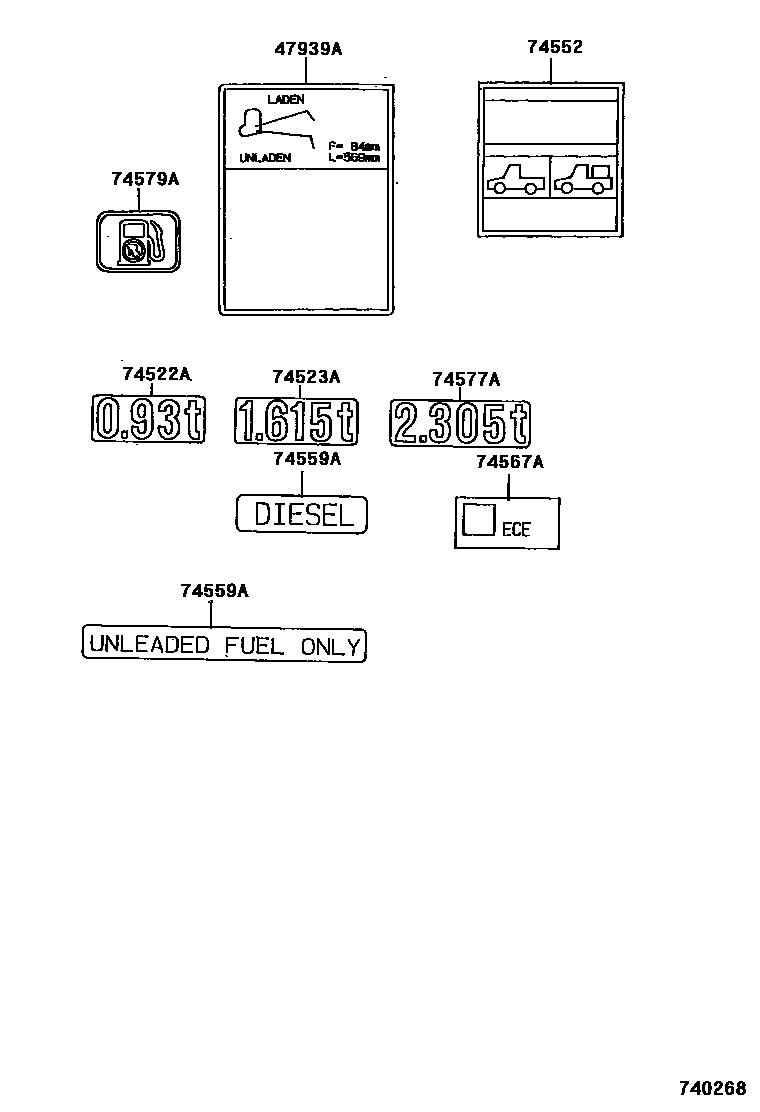 Toyota HILUX warning nameplate EPC diagram — 740268