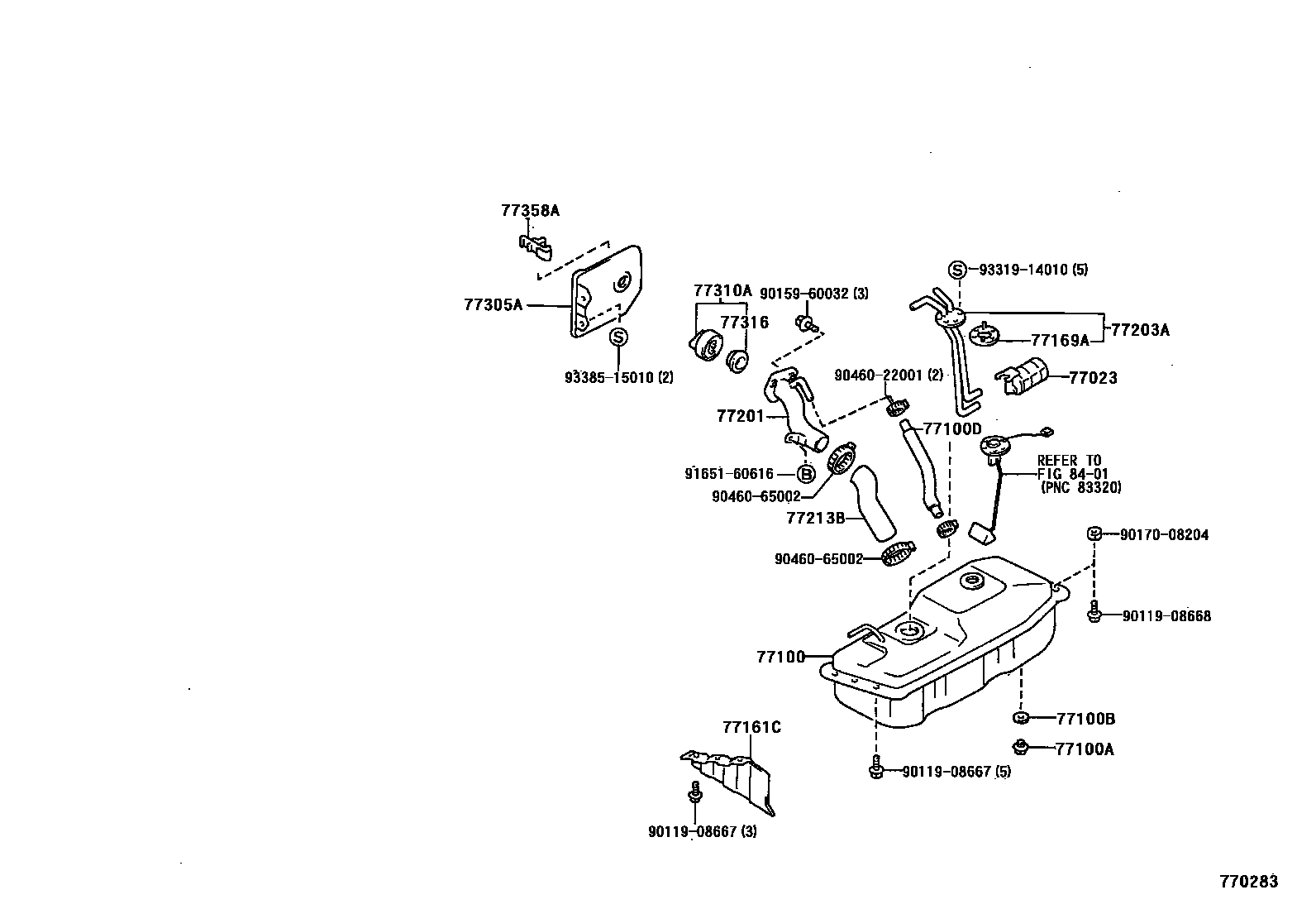 Toyota HILUX 燃油箱和燃油管 EPC diagram — 770283